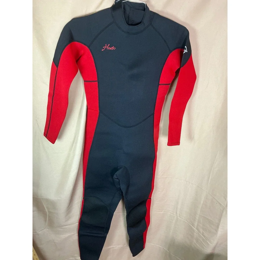 Unbranded Neoprene Full Wetsuit Mens small Black Red Excellent Long Sleeve Surf